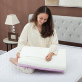 HOMCOM Cuscino per Collo in Memory Foam Cuscino per Collo con Fodera Rimovibile Cuscino per Collo ergonomico 2S Responsivo a 2 Altezze per Diverse Posizioni del Sonno 60x40 cm Bianco Crema