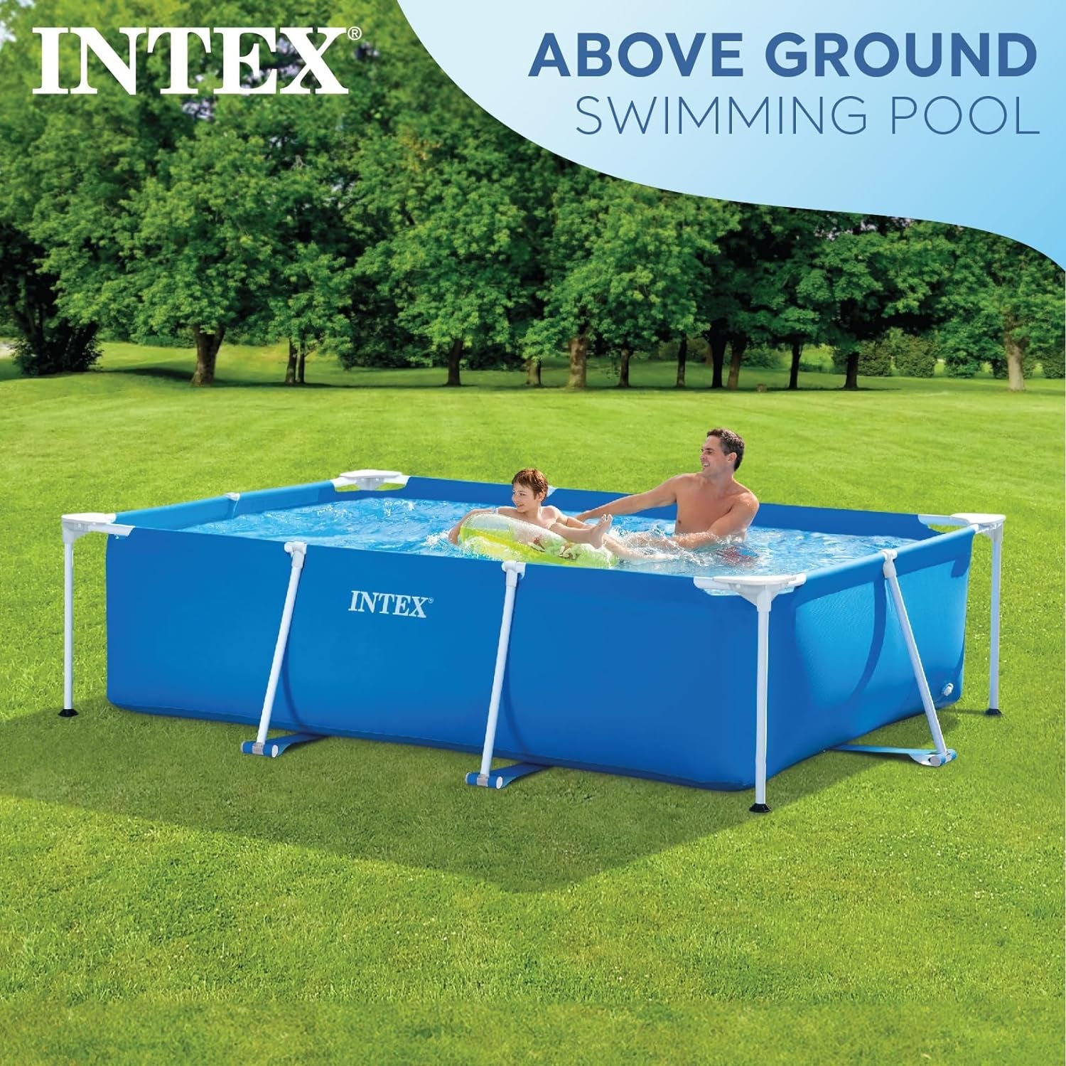 Intex 28271NP - Piscina fuori terra rettangolare con telaio, 2282 L, acciaio e PVC, blu, 260x160x65 cm
