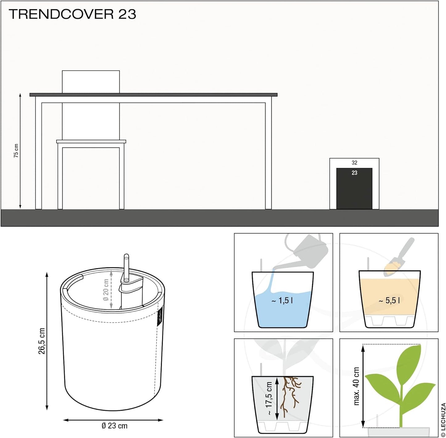 LECHUZA TRENDCOVER 23 Sughero naturale scuro 14181