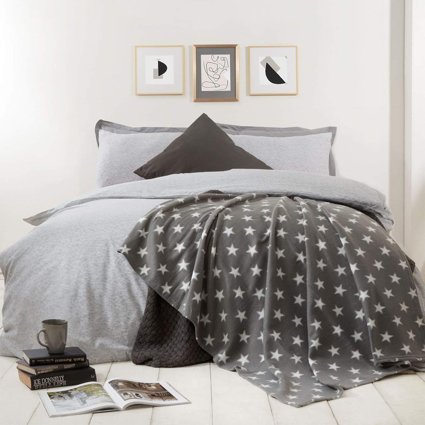 DREAMSCENE comoda coperta soffice coperta in pile - coperta da soggiorno calda invernale morbida, coperta per divano, coperta per divano, morbida coperta per bambini, soggiorno e morbide coperte 120X150Cm, coperta per divano stelle grigie Letti e coperte Besuche den DREAMSCENE-Store