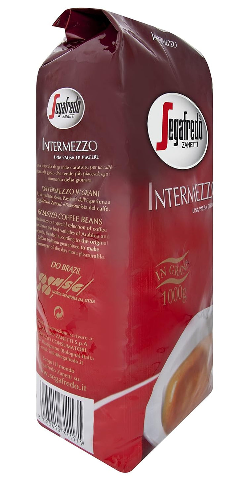 Segafredo Zanetti Intermezzo - Fagioli Interi (confezione da 1 kg) - Geeignet für alle italienschen Kaffeespezialitäten - Kaffeebohnen mit mitteller Röstung, stark und vollmundig im Gesmack