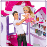 Simba 104661996 - Steffi Love Dreamhouse, grande casetta da gioco, 4 stanze, SENZA BURATTINI, altezza 84 cm, due livelli, campanello funzionale, casa delle bambole pieghevole Naty Shop