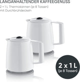 Macchina per caffè espresso Severin con filtro e 2 caraffe termiche, macchina per caffè espresso con coperchio, versamento senza gocciolamento, mantenimento della temperatura a lungo, spegnimento automatico, 1000 W, ca. 1 litro, bianco, KA 9309