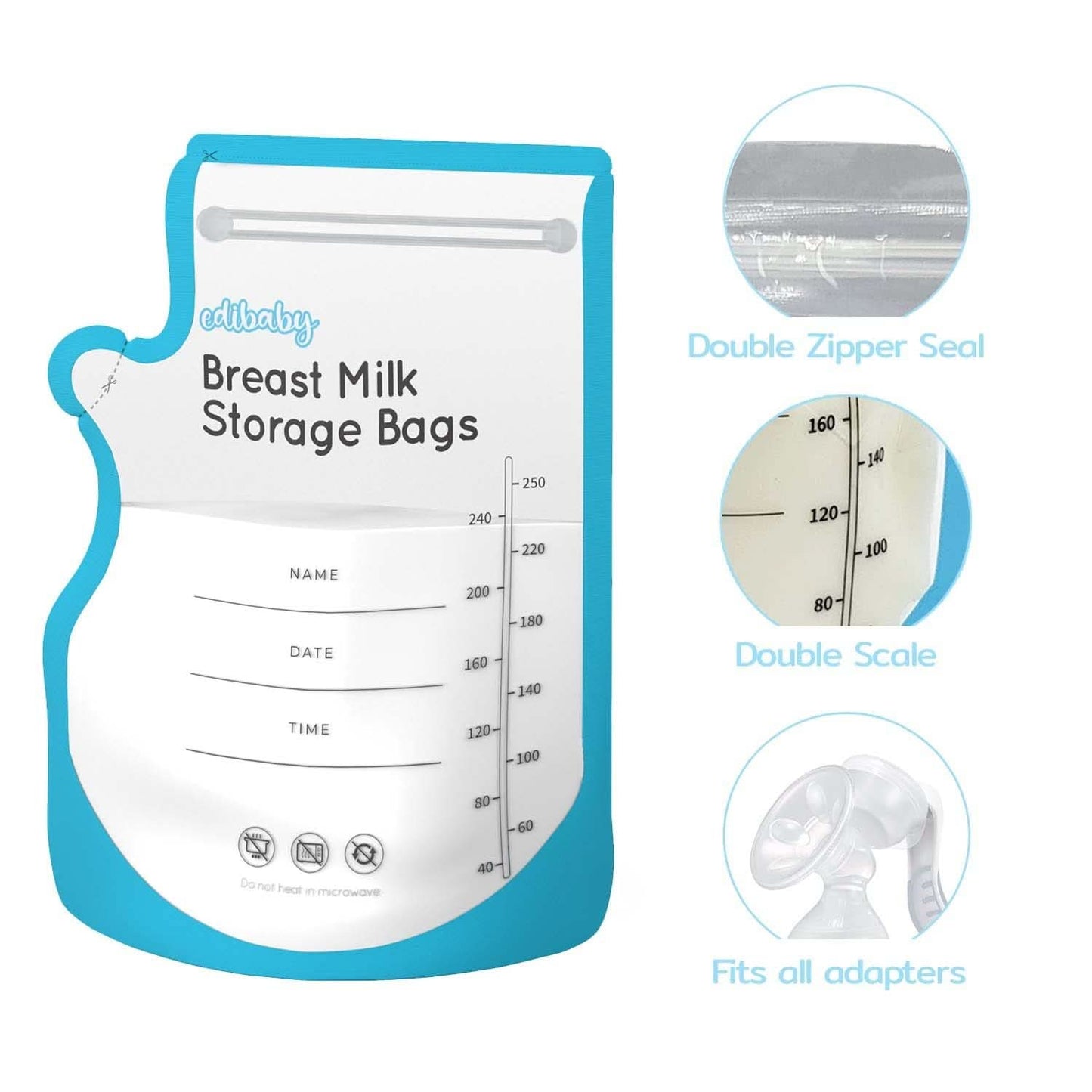 Edibaby, Buste per latte materno, 100 pezzi, Sterilizzate, senza BPA Accessori Alimentazione e Allattamento Bebe Naty Shop