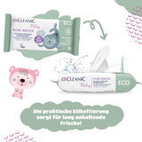 Salviettine umidificate Cleanic Baby Eco Pure Water – (1 x 50 pz.) Salviette umidificate per bambini e neonati – senza profumo, lavabili, pelle sensibile – 50 pz.