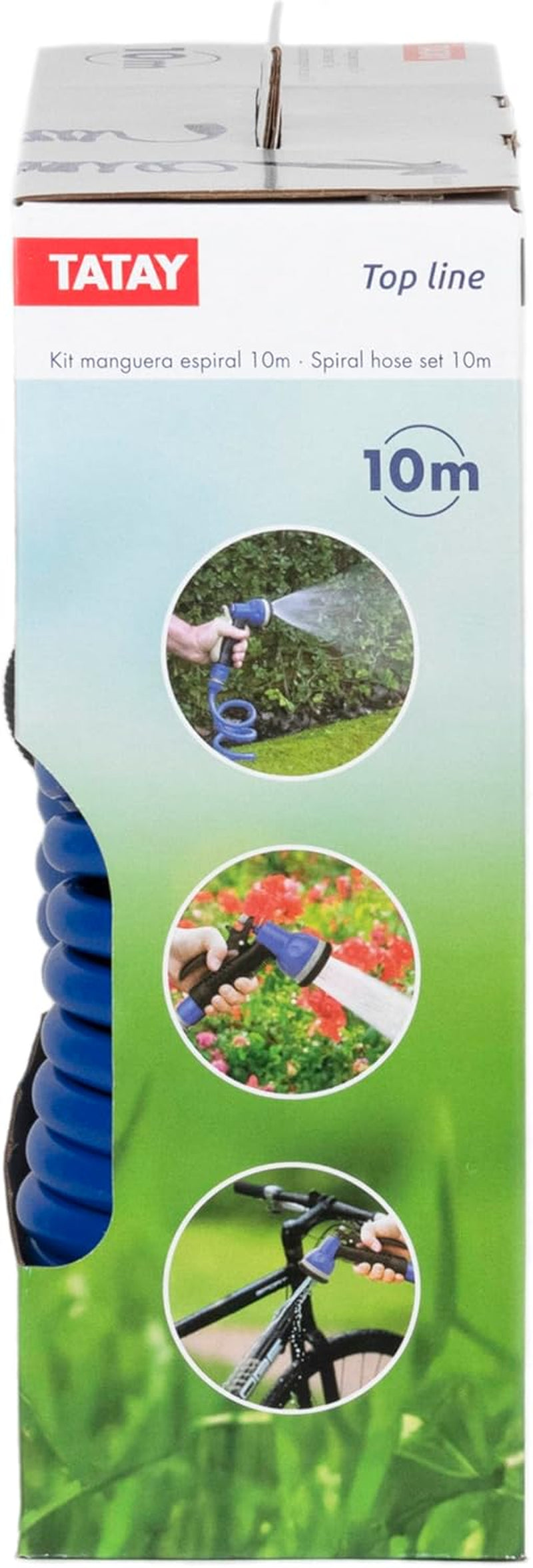 Set tubo spiralato TATAY 10 m con accessori in plastica con protezione UV, ideale per terrazze e piccoli giardini.