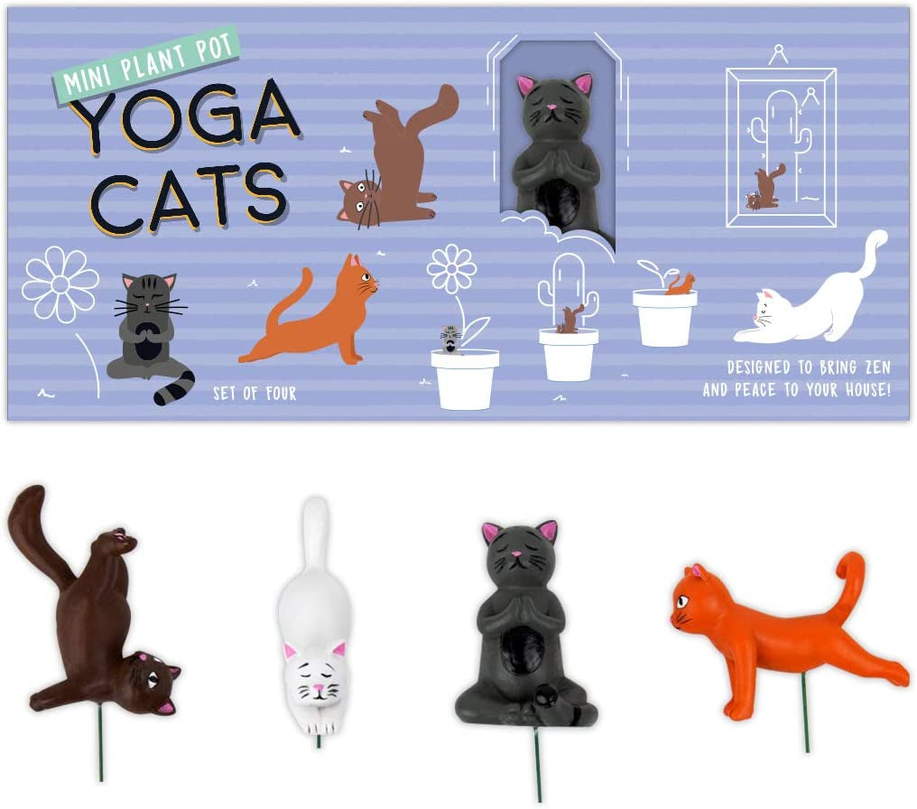 Gift Republic Mini Vaso da Fiori Yoga Gatti, Multicolore, 1