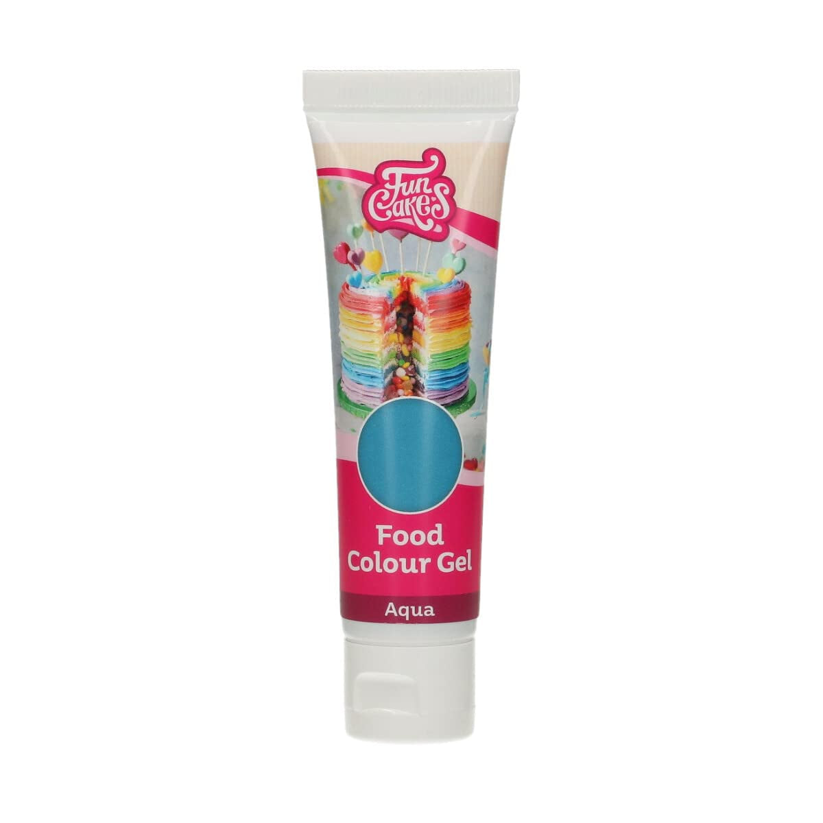 Funcakes Food Color Gel Aqua: colorante alimentare altamente concentrato per impasti, panna, fondente e marzapane. Dosaggio facile. Una sola goccia per creare colori vivaci. Halal. 30 g.