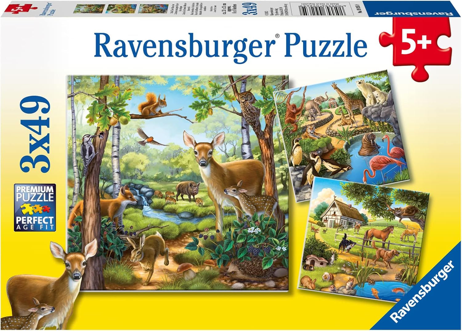 Ravensburger Puzzle per bambini - 09265 Foresta/Zoo/Animali domestici - puzzle per bambini dai 5 anni, con 3X49 pezzi Puzzle Naty Shop Titolo predefinito