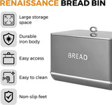 Tower T826175GRY Cestino per il pane rinascimentale, capacità 16 l, coperchio singolo, grigio Contenitori per alimenti Naty Shop