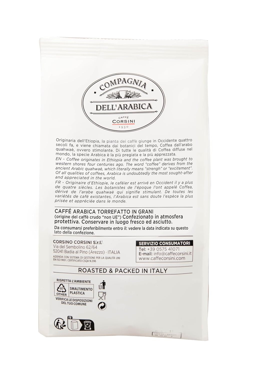 Caffè Corsini - Kaffeebohnen 3x250g Compagnia Dell'Arabica Set Guatemala/Äthiopien/El Salvador, Einzelner Ursprung, totale 750g