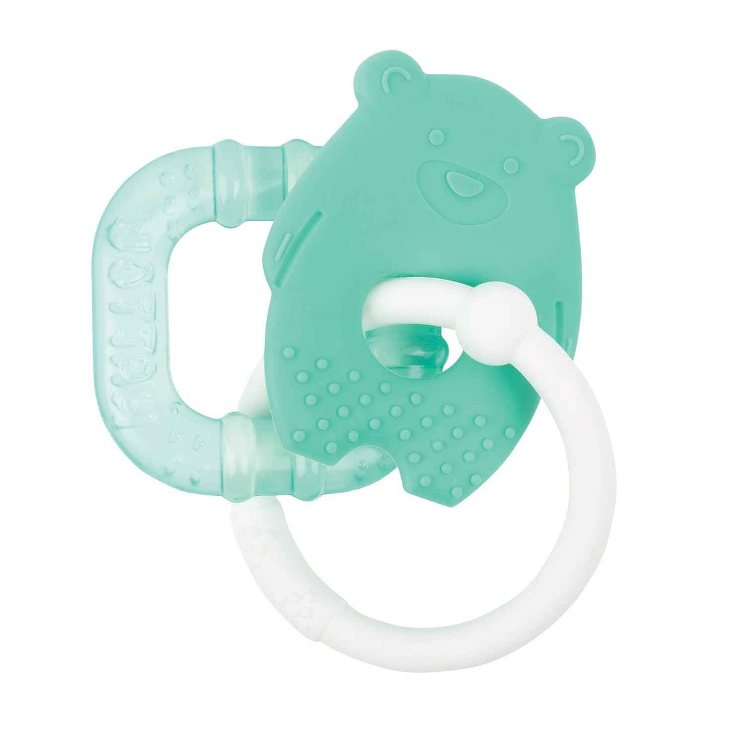 Nattou Anello da dentizione in silicone, Mouse, Riempito ad acqua, Senza BPA, 13,5 x 10,5 x 15 cm, Silicone, Blu/Bianco