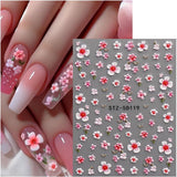 JMEOWIO 3D Nagelsticker Blume Nail Art Sticker Self-klebend Nagelaufkleber 5D Stereoscopico Frühling Sommer Floral Dekoration Nageldesign Zubehör 4 Blatt