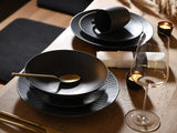 CreaTable, 20537, serie Vesuvio Black, set di stoviglie da 16 pezzi, servizio combinato in porcellana, lavabile in lavastoviglie e adatto al microonde, prodotto in Portogallo