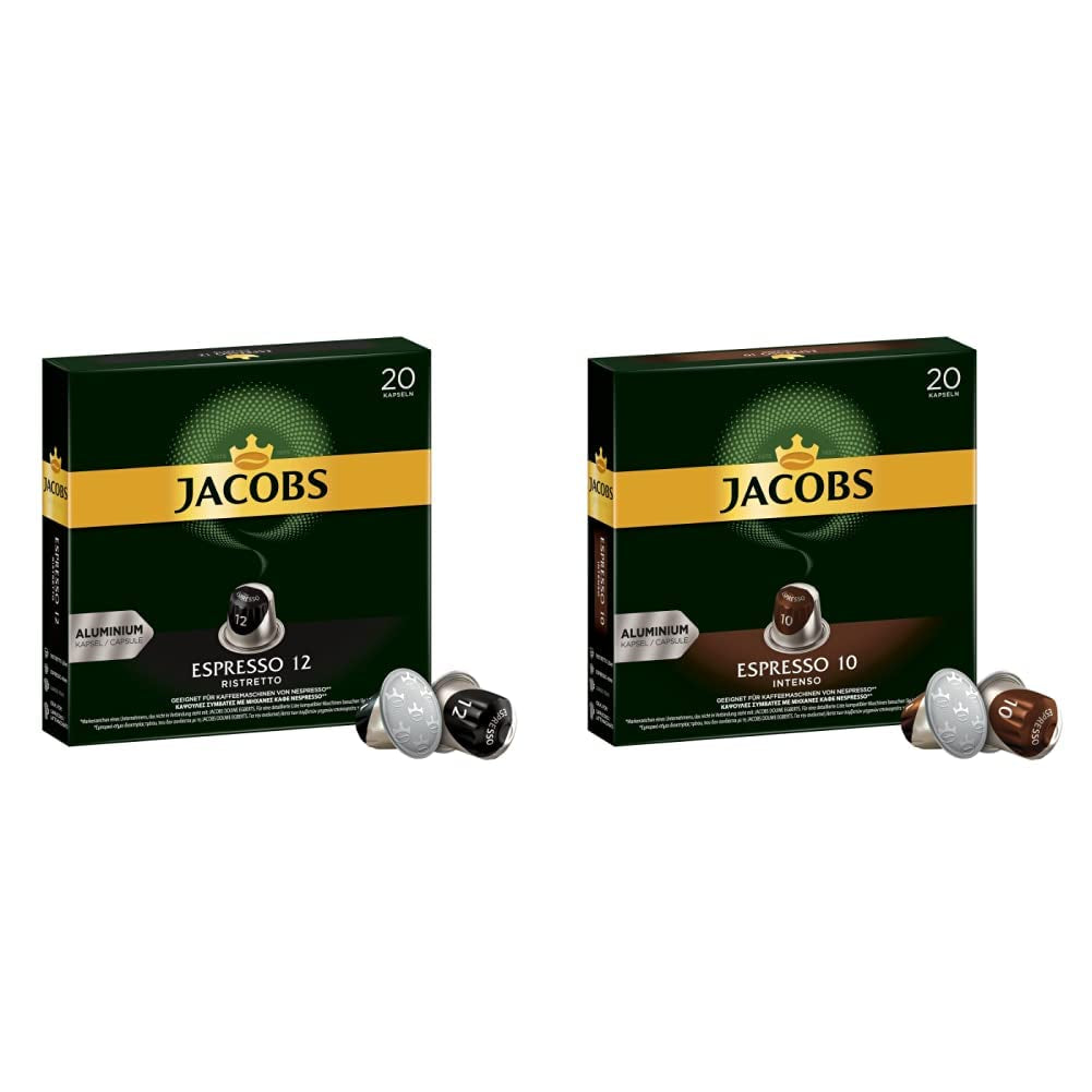 Kaffeekapseln Espresso Ristretto, Intensità 12 von 12, 10 x 20 Getränke & Kaffeekapseln Espresso Intenso, Intensità 10 von 12, 200 Nespresso®* compatibili Capsule, 10 x 20 Getränke