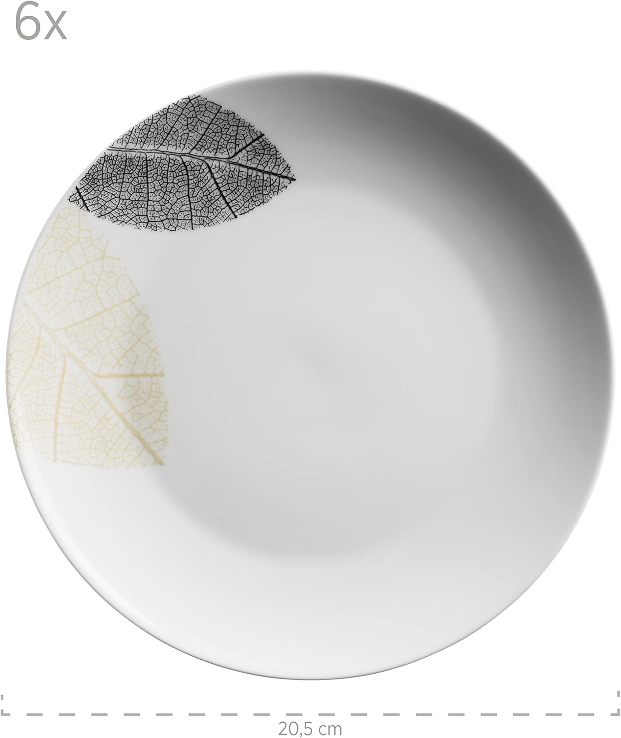MÄSER 931215 Servizio da tavola splendidamente decorato per 6, servizio combinato 30 pezzi, con forme senza cornice, porcellana, bianco