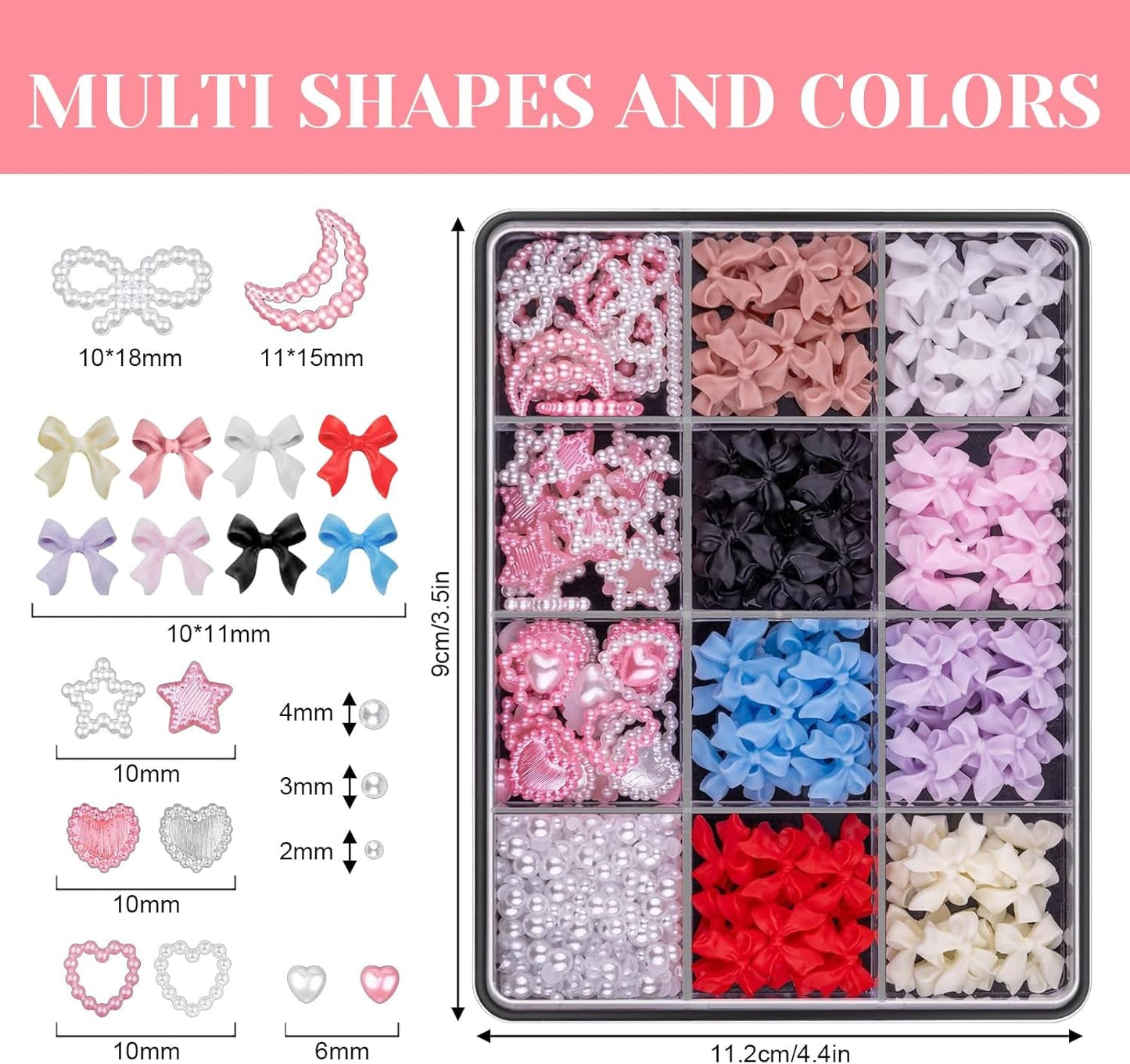 500 pezzi 3D Nägel Charm Schleifen Charms Nägel Nail Art Charms Schleife Nagel Charms Nägel Nail Art Schleifen Nageldekorationen Mit Aufnahmewerkzeug Für Frauen und Mädchen Nagel-Diy-Zubehör