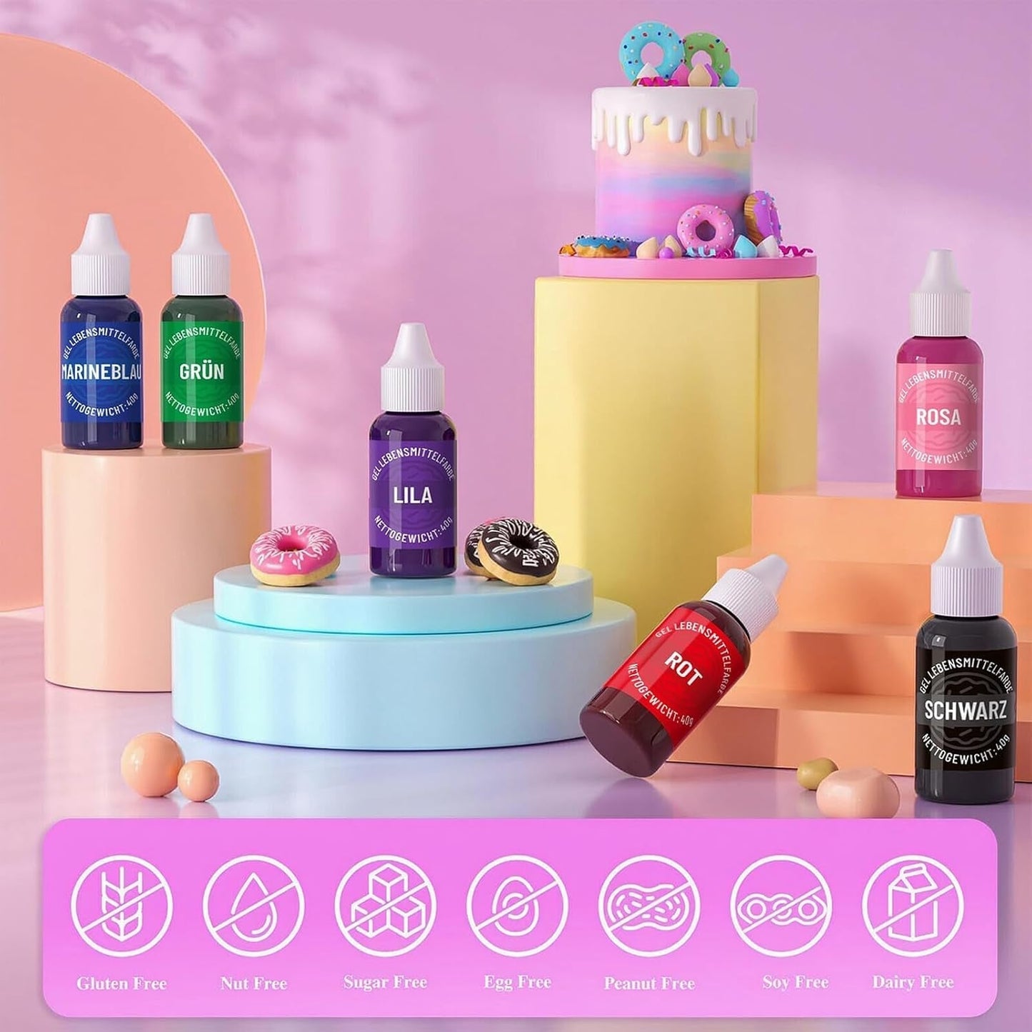 Colorante alimentare in gel nero - 40 g di colorante alimentare a base di gel, colorante alimentare senza zucchero, altamente concentrato, per cuocere torte, amaretti, glassa, fondente, biscotti, ciambelle