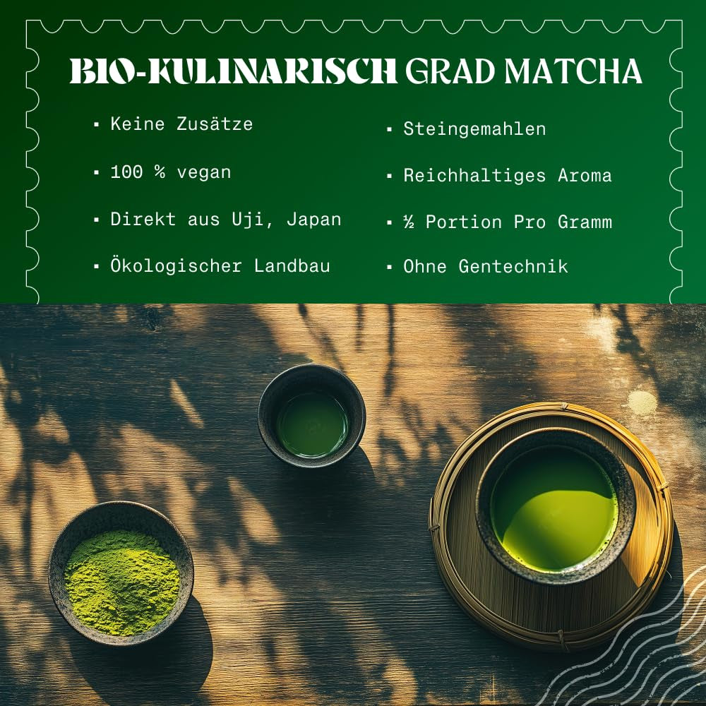 Naturalebio BIO Tè verde in polvere 100 g. Per cucinare e cuocere al forno. Matcha originale giapponese. Tè verde dal Giappone, vegano, senza glutine e non OGM. Prodotto biologico naturale.
