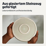 Amazon Basics Servizio Piatti in Gres Smaltato, 18 Pezzi, 6 Set Completi, Lavabile in Lavastoviglie, Avorio