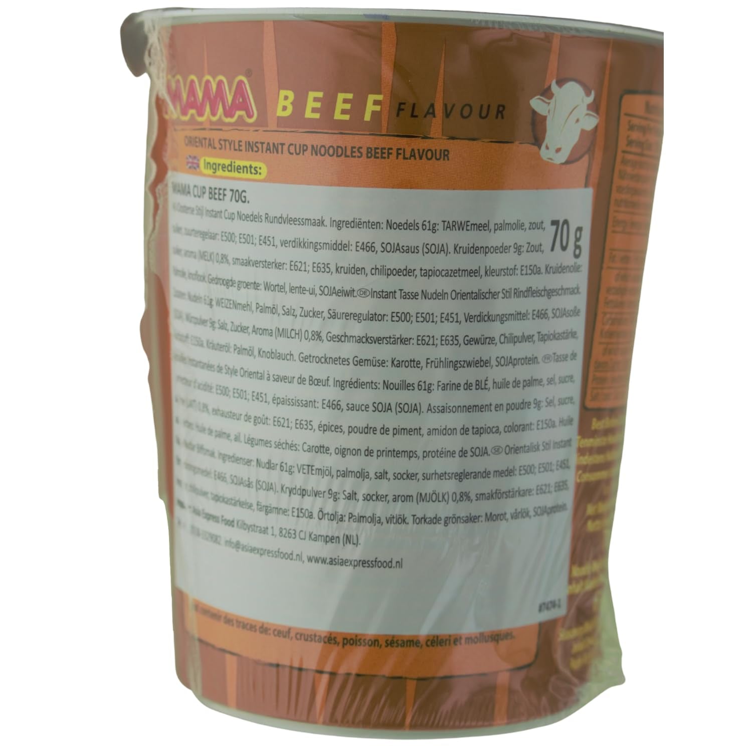 MAMA - Tagliatelle istantanee con manzo in coppe - Confezione multipla (8 x 70g)