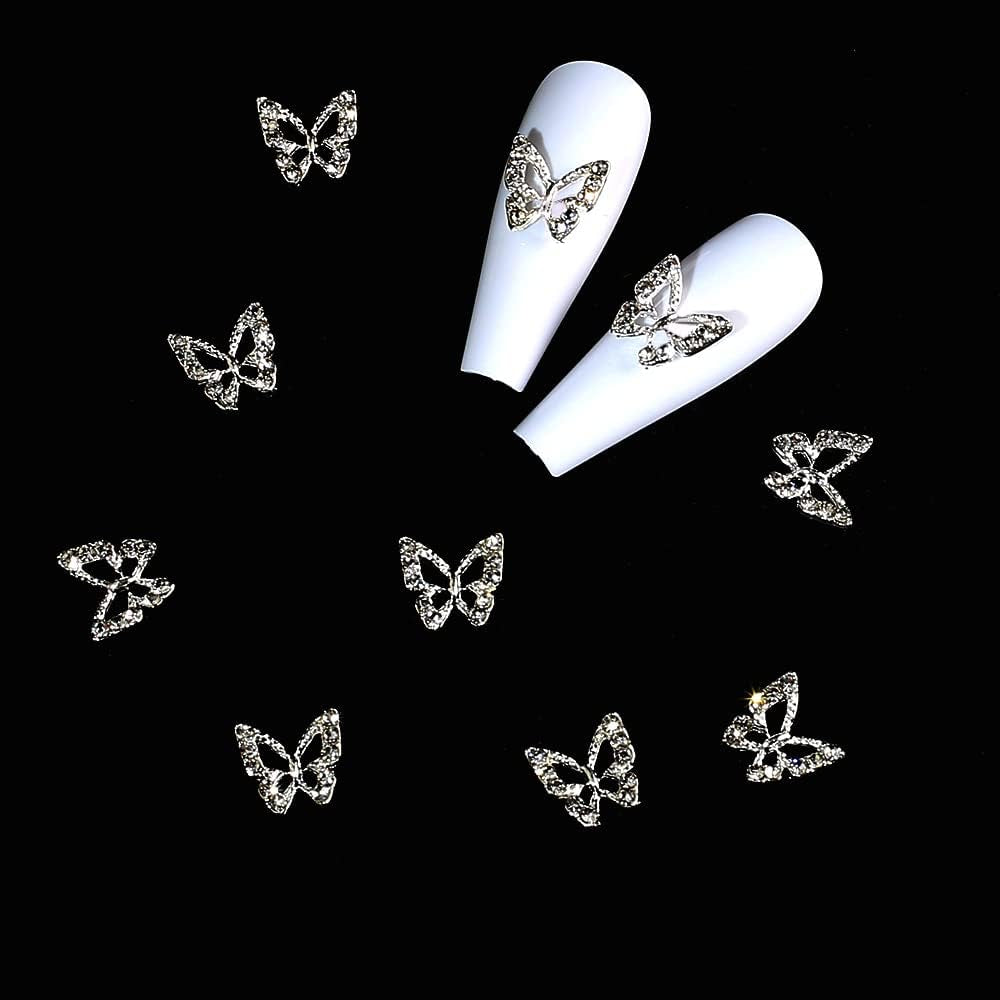 10 Pezzi Lega Farfalla Ciondoli per Unghie Metallo Pietre Ciondolo per Nail Art per Diamanti Unghie Gemme Gioielli per Unghie Decorazioni artistiche Creazione di Gioielli per Unghie