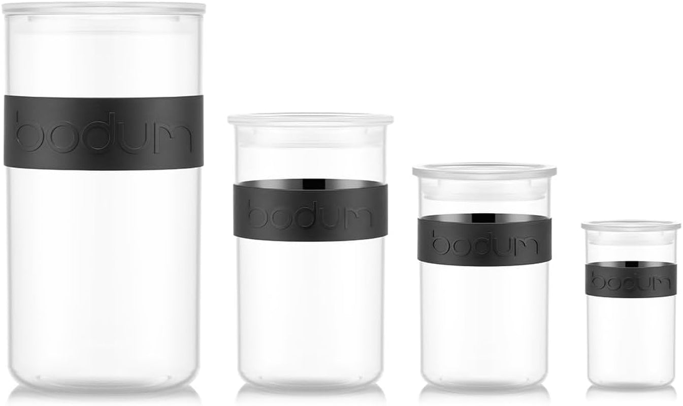 Barattoli per conservazione BODUM PRESSO, plastica, nero, 4 x 0,25 l, 3 x 0,6 l, 3 x 1 l, 2 x 2 l Scatole per conservazione alimenti Naty Shop