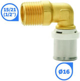SOMATHERM FOR YOU - / 5711-16-15 - Tubo pressa a gomito Ø16 multistrato - M15/21 (1/2'') Collegamento di un tubo multistrato di diametro Ø16