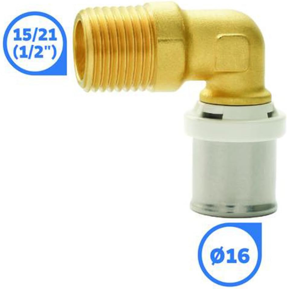 SOMATHERM FOR YOU - / 5711-16-15 - Tubo pressa a gomito Ø16 multistrato - M15/21 (1/2'') Collegamento di un tubo multistrato di diametro Ø16