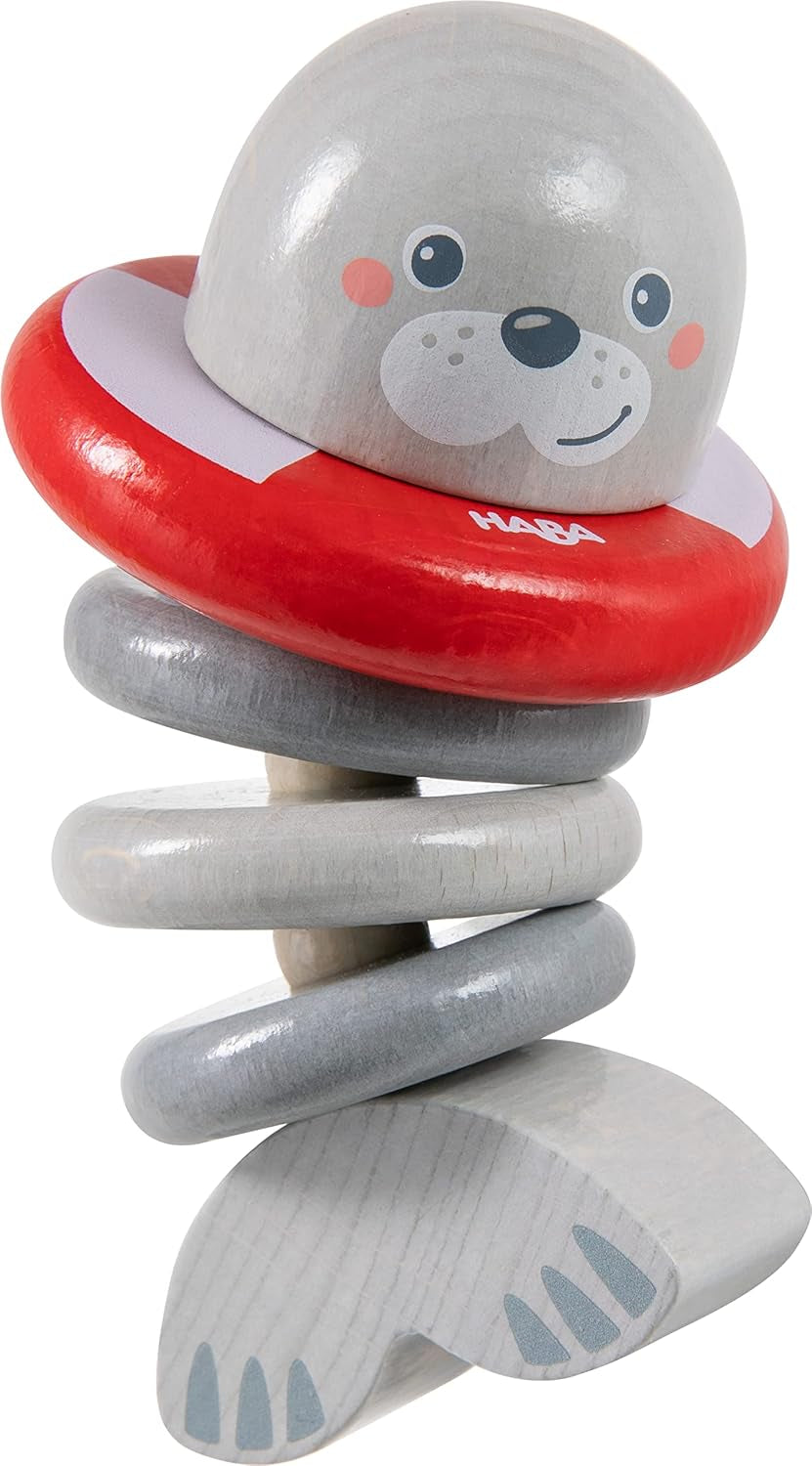 HABA 306691 - Sigillo a sonaglino, giocattolo da afferrare a partire da 6 mesi, Made in Germany, grigio Bebe Toys Naty Shop Titolo predefinito