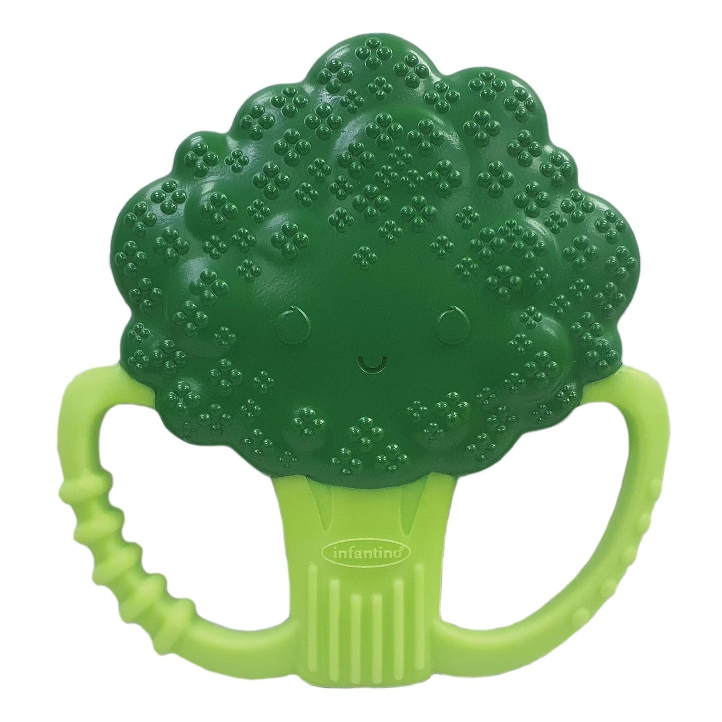 Infantino Lil' Nibbles, Massaggiagengive in silicone testurizzato, Giocattolo massaggiagengive per neonati senza BPA, Morbido, facile da tenere, Stimolazione sensoriale per neonati, Broccoli