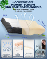 Cuscino IDEA, Cuscino ortopedico ergonomico per dolori al collo, Cuscino in memory foam per chi dorme sul fianco, sulla schiena e sull'addome, Cuscino antirussamento per uomini e donne (62 * 34,5 * 12/8 CM) Cuscini ortopedici cervicali Naty Shop