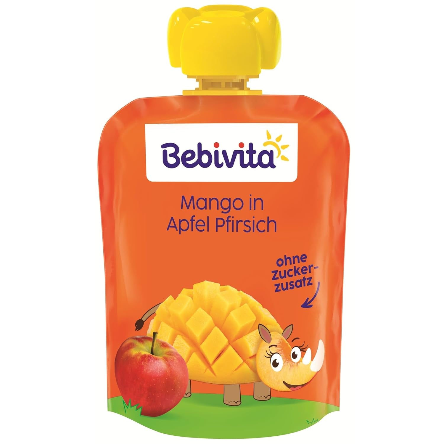 Buste comprimibili mango mela pesca - confezione da 16 (confezione da 4, 4 x 90 g ciascuna), senza zuccheri aggiunti, senza glutine, ideali per snack confezionati e in viaggio