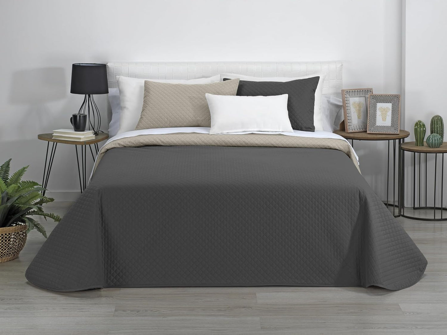 Estoralis | AVA | Trapunta boutique reversibile | Per tutte le stagioni | Colore: grigio/antracite | Per letto 80/90 cm. letto. (180 X 270 Cm. Ancho X Alto) | Trapunta trapuntata Trapunte e trapunte Naty Shop Titolo predefinito