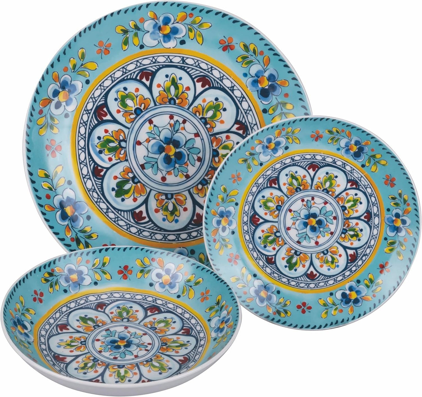 Servizio da tavola in porcellana 18 pezzi, 6 diversi set di piatti, Andalusia