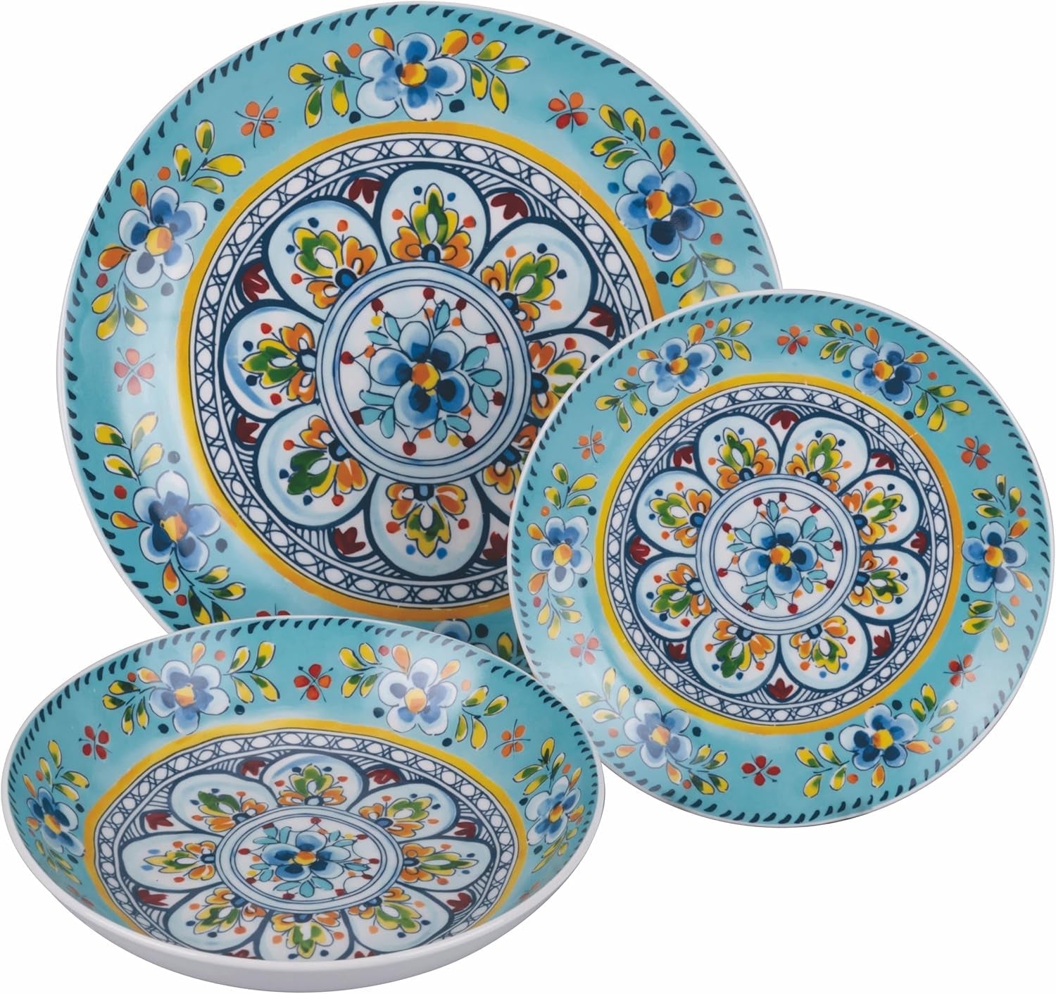 Servizio da tavola in porcellana 18 pezzi, 6 diversi set di piatti, Andalusia