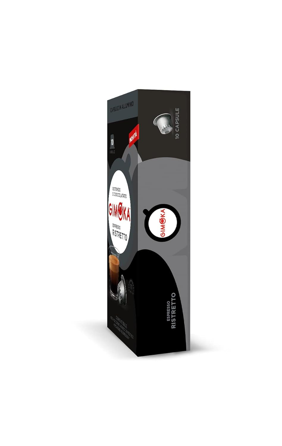 Gimoka Kaffeekapseln Espresso Ristretto, Intensität 11/13-100 Kapsel aus Aluminium - Compatibile con Nespresso* Haushalts-Espressomaschinen - 100 Stück (10 x 10 Getränke) - Hergestellt in Italien