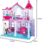 Simba 104661996 - Steffi Love Dreamhouse, grande casetta da gioco, 4 stanze, SENZA BURATTINI, altezza 84 cm, due livelli, campanello funzionale, casa delle bambole pieghevole Naty Shop