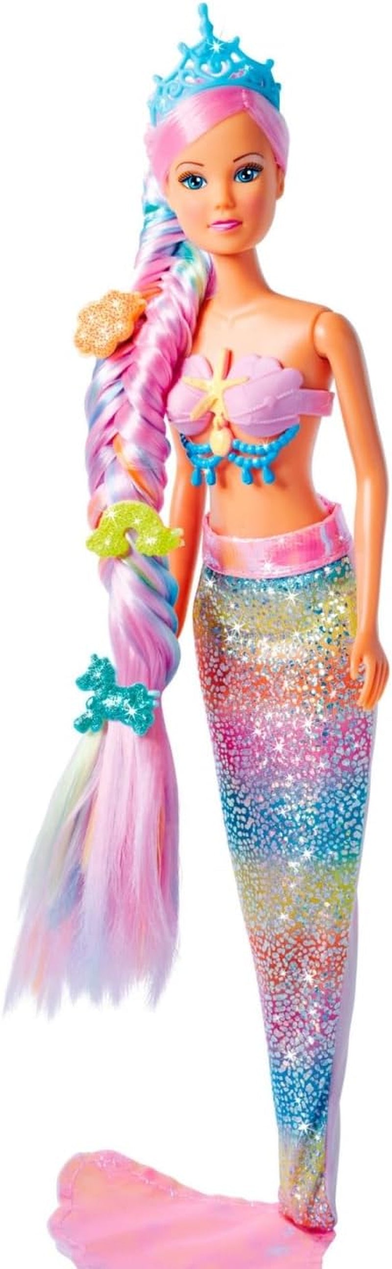 Simba 105733610 - Steffi Love Sirena Arcobaleno, bambola da vestire sirena arcobaleno con capelli colorati, fermagli per capelli, pettine e pinna staccabile, bambola da gioco 29 cm, età 3+ Dolls Naty Shop