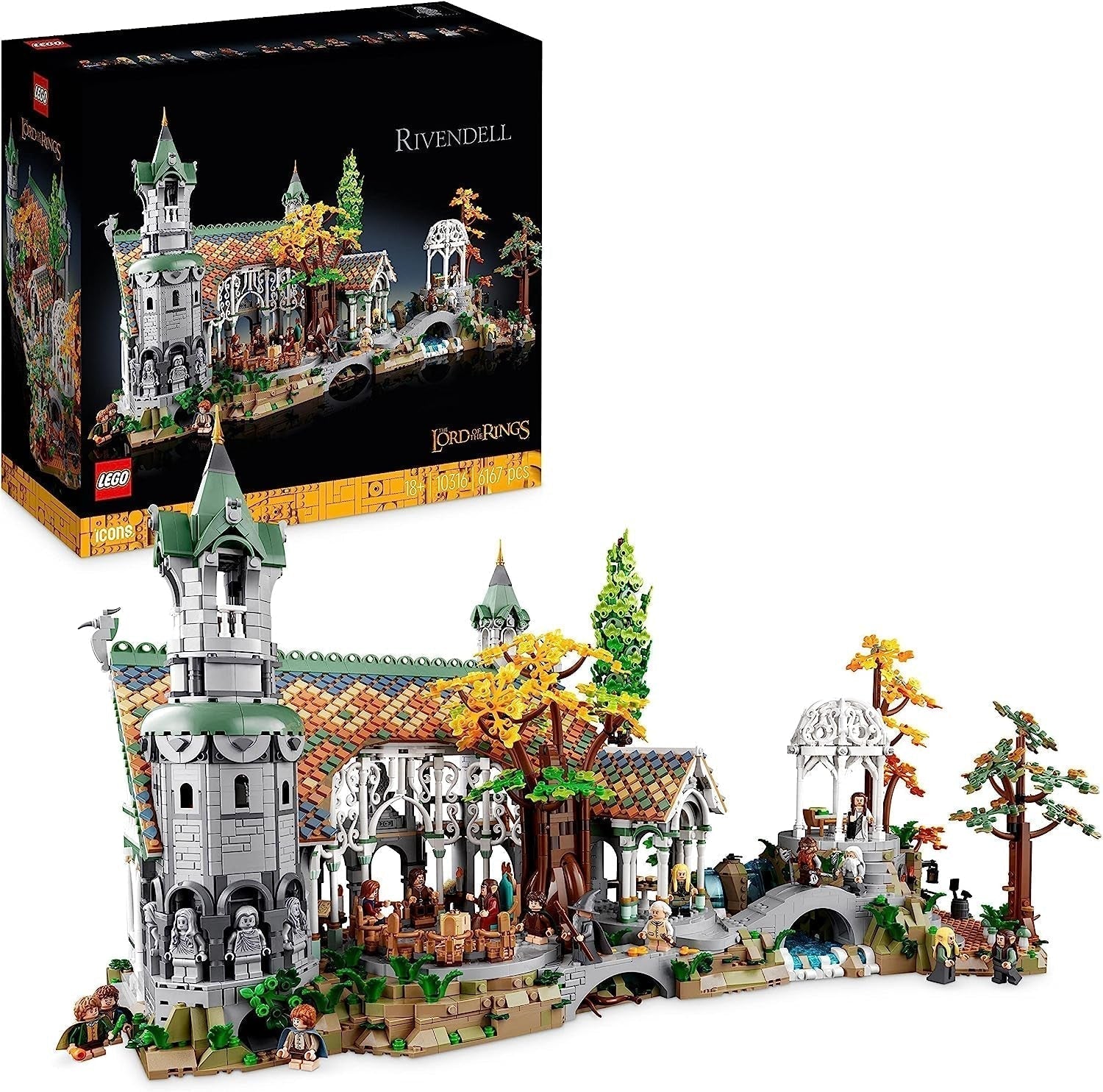 LEGO Icons Il Signore degli Anelli: Gran Burrone - Collezione per adulti e set da esposizione con 15 minifigure uniche tra cui Gandalf, Legolas, Aragorn e Frodo Esclusivamente su Amazon - 10316 Building Sets Besuche den LEGO-Store Single