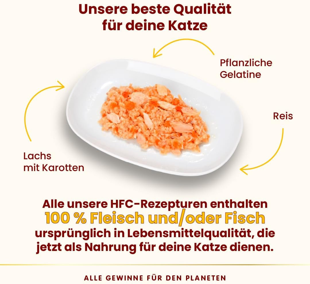 Almo Nature HFC Jelly - Alimento umido per gatti adulti - Salmone e Carote - Qualità Human, Senza Glutine - 6 x 70g