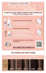 L'Oréal Paris Tintura permanente per capelli per ogni tono di pelle, colorazione senza ammoniaca, toni nude universali con copertura totale dei capelli grigi, Excellence Creme, n. 5U Castano chiaro (marrone), 1 tinta per capelli Naty Shop