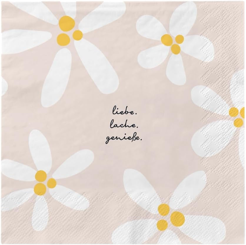 Grafik Werkstatt Tovaglioli Mit Spruch Groß | 20 pezzi | 16,5 X 16,5 cm | Colorato | Amore. Ridere. Godere.