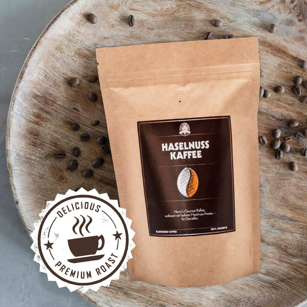 Henry's Hazelnut Coffee 1000g - Raffinato caffè gourmet dai sapori più raffinati - tostato artigianalmente - chicchi di caffè premium