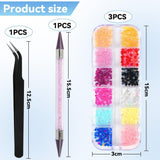 Harz Strasssteine ​​​​4200 pezzi strass Kristalle 1Mm-5Mm Gemischte Kinder Bastelsachen Kit con strass con picking Pinzette e Stift Für DIY Nägel Kleidung Kunsthandwerk Gemischt Becher Party (A)