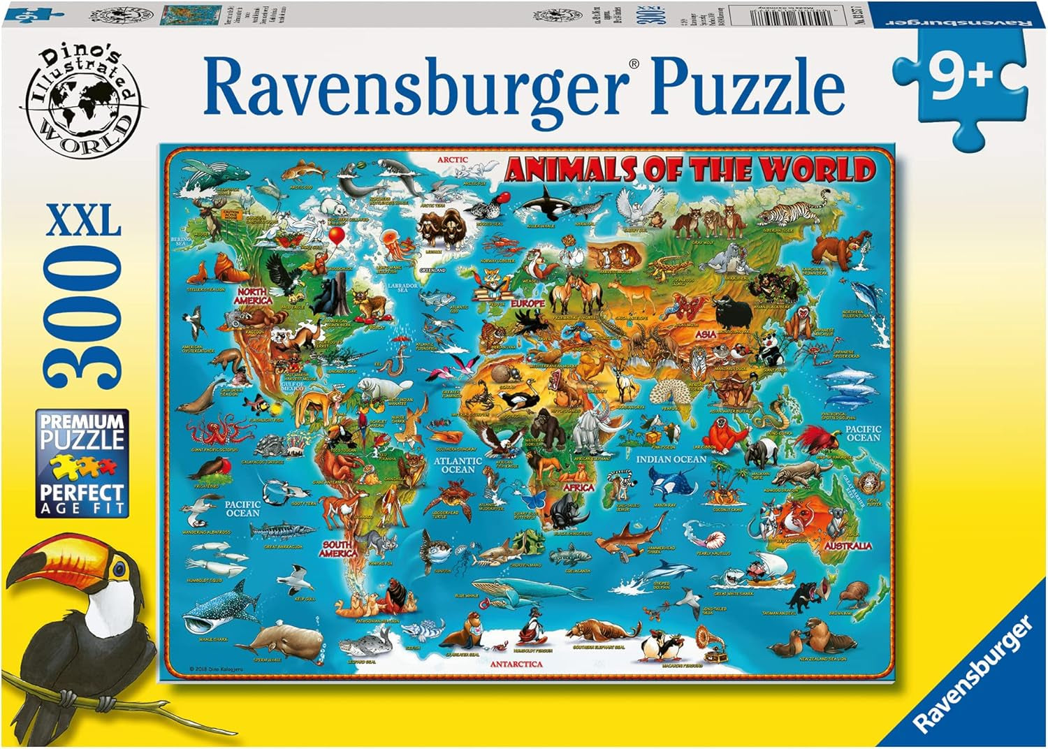 Ravensburger Puzzle per bambini - 13257 Animali nel mondo - Puzzle con mappa del mondo per bambini dai 9 anni, con 300 pezzi in formato Xxl Puzzle Naty Shop Titolo predefinito