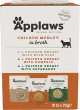 Applaws Premium Natural Cibo umido per gatti, Selezione di Pollo in Zuppa Bustine Porzionate da 70 g (12x70 g)