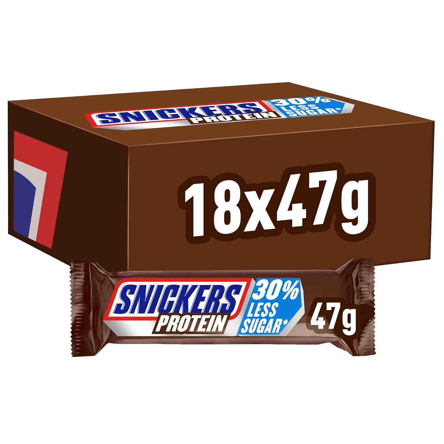 Barrette proteiche Snickers al cioccolato - Gusto ricco con caramello alle nocciole e torrone, confezione sfusa 18x47 g
