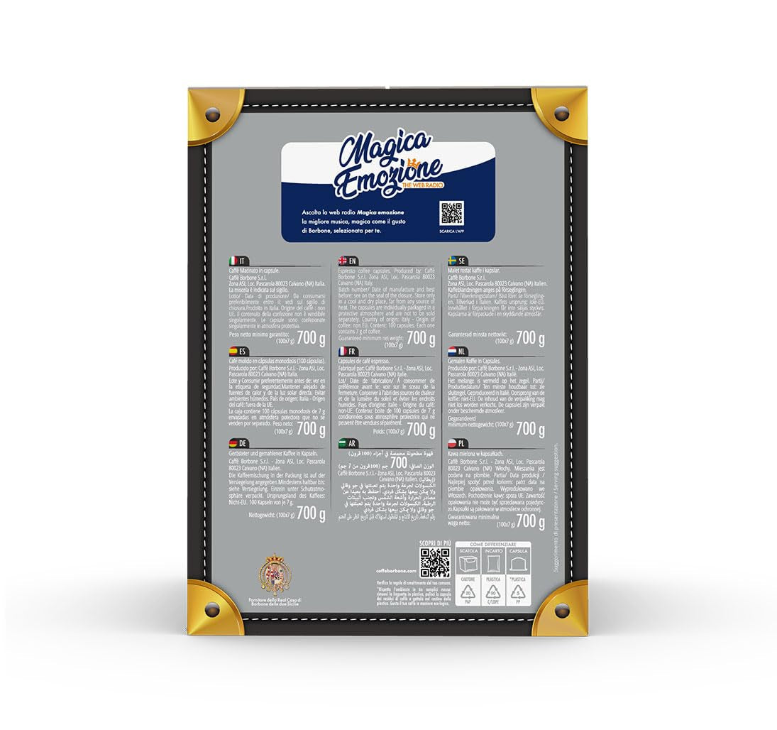 Caffè Borbone Blue Kaffeemischung - 100 Kapseln - Compatibile con Kaffeemaschinen der Marke Lavazza®* Espresso Point®*
