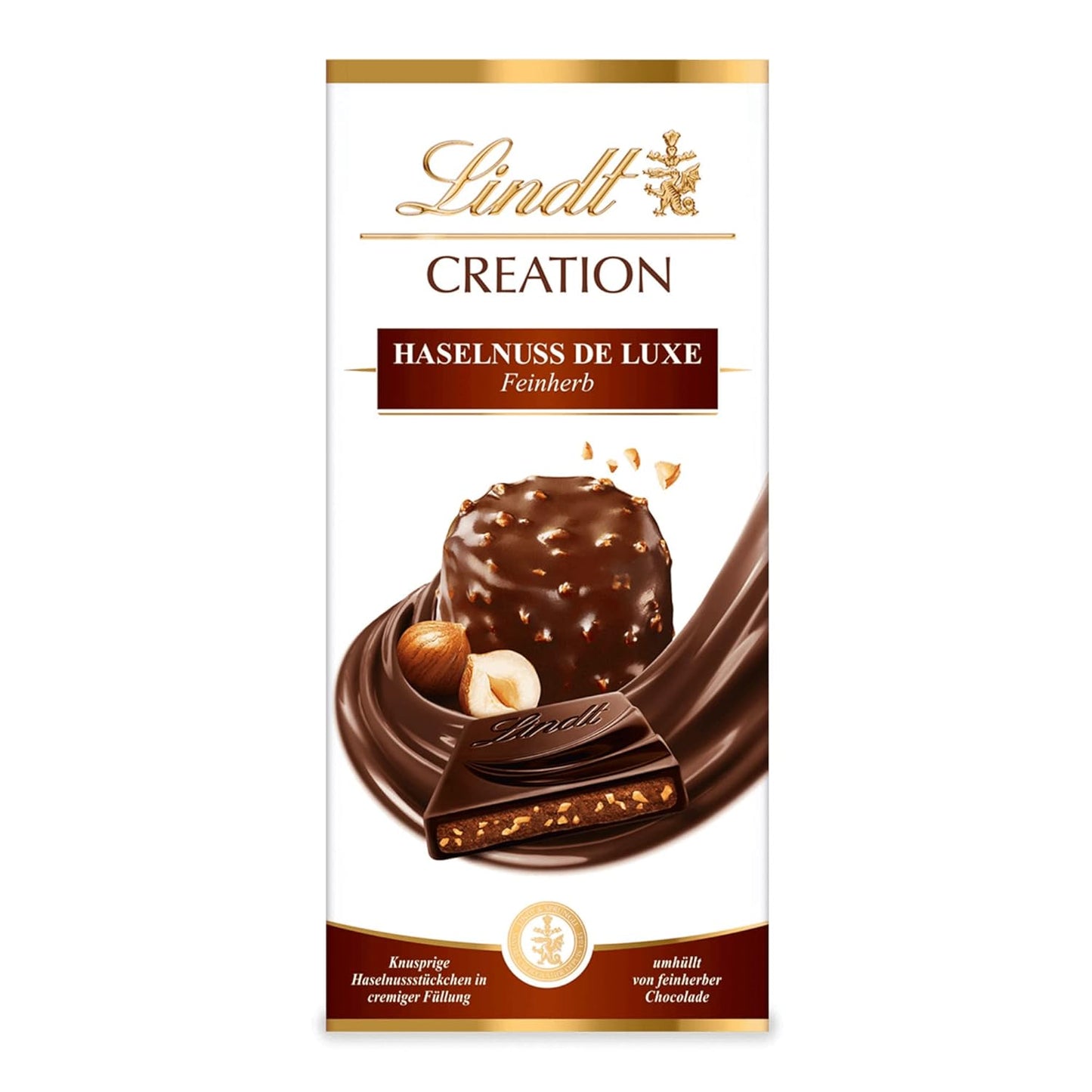 Lindt Creation Hazelnut De Luxe Bar - Cioccolato fondente con nocciole croccanti in un ripieno cremoso